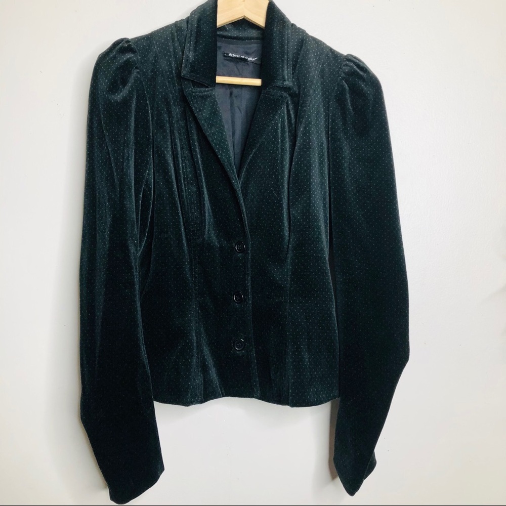 VINTAGE BETSEY JOHNSON black velvet polka dot blazer